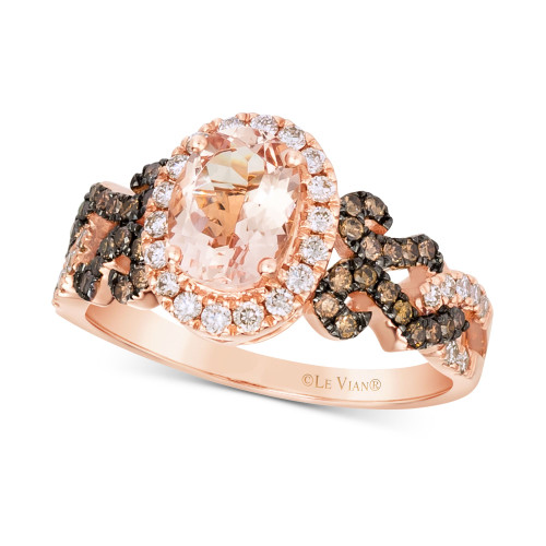 Peach Morganite (7/8 ct. t.w.) & Diamond (1/2 ct. t.w.) Ring in 14k Rose Gold