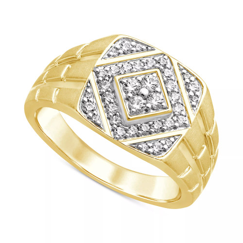 Men's Diamond Cluster Brick Pattern Ring (1/2 ct. t.w.) in 10k Gold