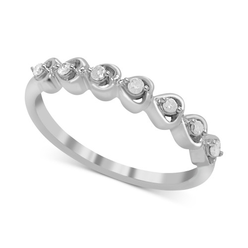 Diamond Heart Band (1/10 ct. t.w.) in Sterling Silver