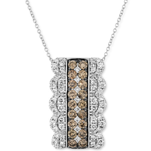 Nude Diamond (5/8 ct. t.w.) & Chocolate Diamond (3/4 ct. t.w.) Pendant Necklace in 14k White Gold, 18" + 2" extender