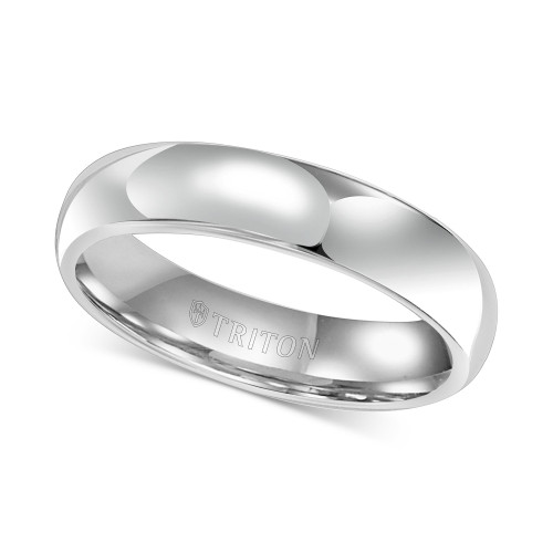 Men's White Tungsten Carbide Ring, Dome Wedding Band (5mm)