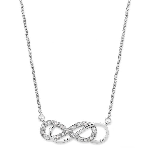 Diamond Double Infinity Pendant Necklace in Sterling Silver (1/10 ct. t.w.)