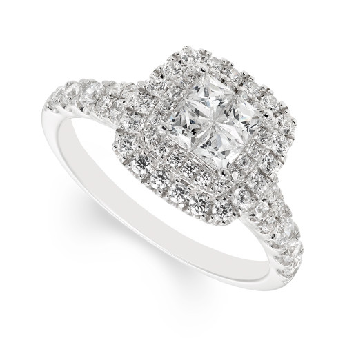 Diamond Princess Halo Engagement Ring (1 ct. t.w.) in 14k White Gold