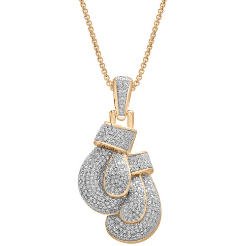 Men's Diamond Boxing Gloves 22" Pendant Necklace (1/2 ct. t.w.) in 14k Gold-Plated Sterling Silver