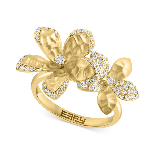 EFFY® Diamond Textured Flower Statement Ring (1/3 ct. t.w.) in 14k Gold