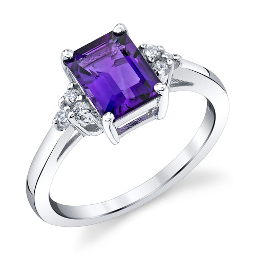 Amethyst (1-5/8 ct. t.w.) & Diamond (1/8 ct. t.w.) Ring in 14k White Gold