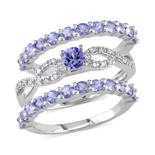 3-Pc. Set Tanzanite (2 ct. t.w.) & Diamond (1/10 ct. t.w.) Stack Rings in Sterling Silver