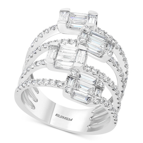 EFFY® HEMATIAN Diamond Multi-Row Baguette Statement Ring (1-5/8 ct. t.w.) in 18k White Gold