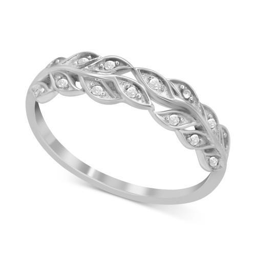 Diamond Leaf Band (1/10 ct. t.w.) in Sterling Silver