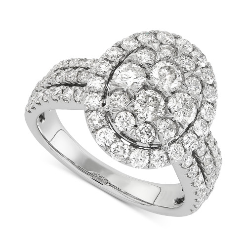 Diamond Oval Cluster Engagement Ring (2 ct. t.w.) in 10k White Gold