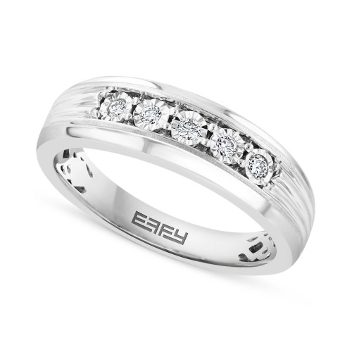EFFY® Men's Diamond Ring (1/6 ct. t.w.) in Sterling Silver