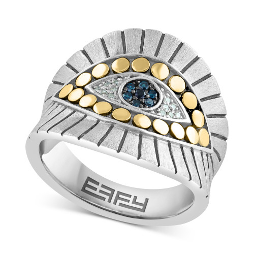 EFFY® Multicolor Diamond Evil Eye Ring (1/10 ct. t.w.) in Sterling Silver & 18k Gold-Plate