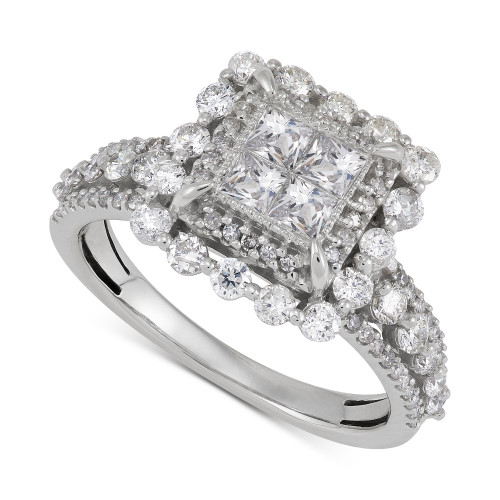 Diamond Princess Quad Cluster Ring (1-1/2 ct. t.w.) in 14k White Gold