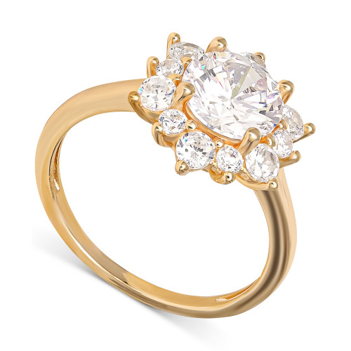 Cubic Zirconia Cluster Flower Ring in Gold-Plated Sterling Silver, Created for Macy's