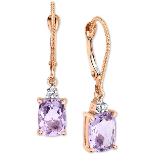 Pink Amethyst (2-1/2 ct. t.w.) & Diamond Accent Drop Earrings in 14k Rose Gold