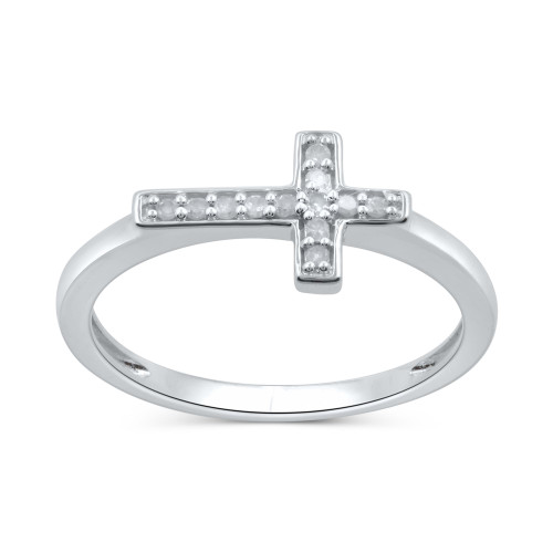 Diamond East-West Cross Ring (1/10 ct. t.w.) in Sterling Silver