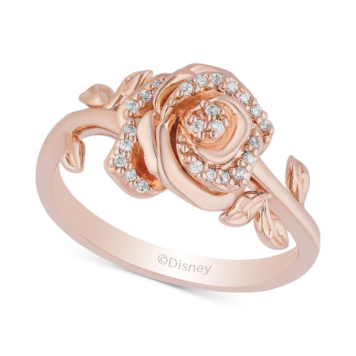 Enchanted Disney Diamond Rose Belle Ring (1/10 ct. t.w.) in 14k Rose Gold