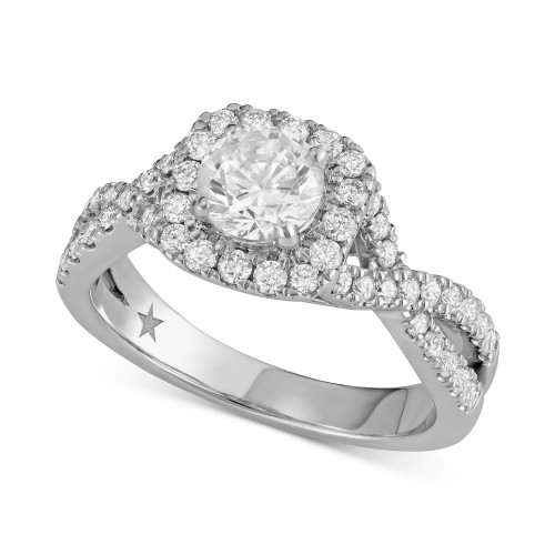Diamond Halo Engagement Ring (1-3/8 ct. t.w.) in 14k White Gold