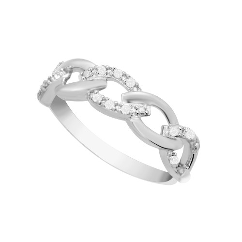 Diamond Link Band Ring (1/10 ct. t.w.) in Sterling Silver