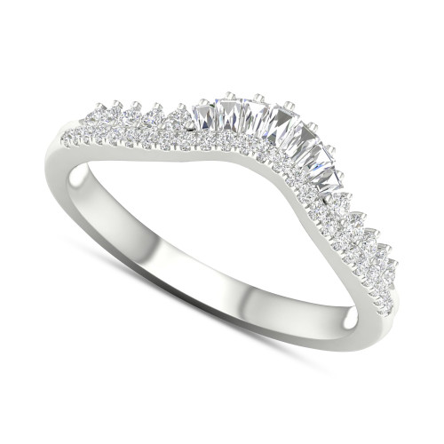 Diamond Round & Baguette Chevron Ring (1/3 ct. t.w.) in 14k White Gold