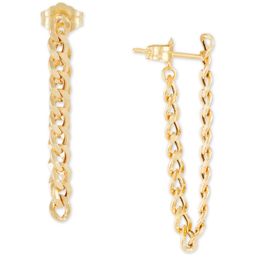 Chain Link Front to Back Drop Earrings in 10k Gold