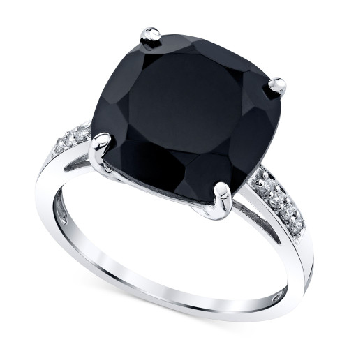 Onyx (6 1/6 ct. t.w.) & Diamond Accent Square Ring in Sterling Silver