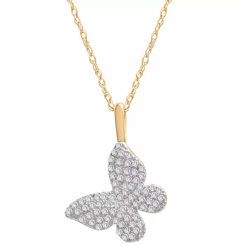 Diamond Butterfly Pendant Necklace (1/6 ct. t.w.) in 14k Gold (Also Available in Black Diamond)