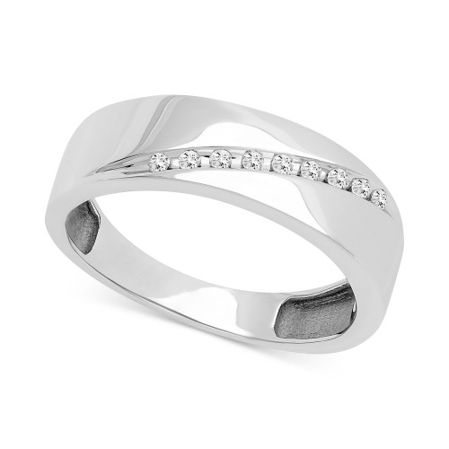 Men's Diamond Diagonal Wedding Band (1/10 ct. t.w.) in 14k White Gold