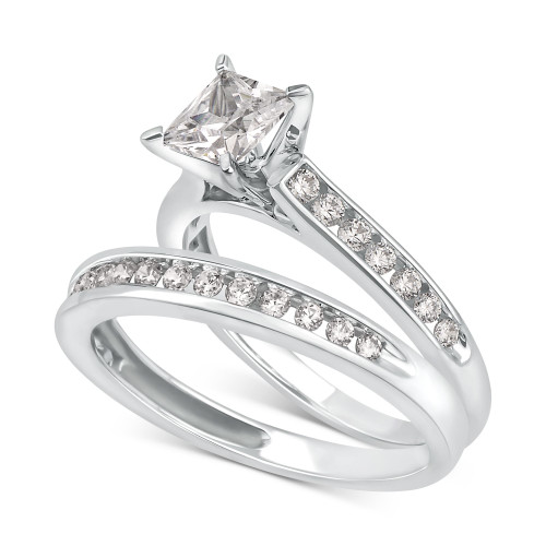 Diamond Princess-Cut Channel-Set Bridal Set (1-1/2 ct. t.w.) in 14k White Gold