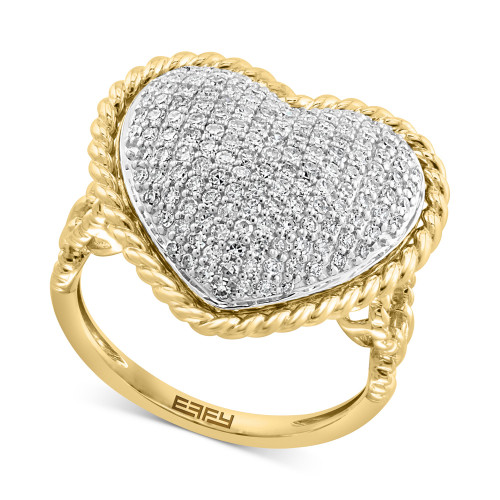 EFFY® Diamond Pavé Heart Ring (3/4 ct. t.w.) in 14k Two-Tone Gold