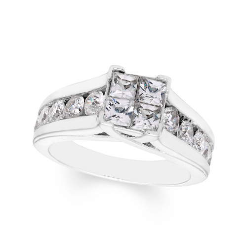 Diamond Princess Quad Engagement Ring (2 ct. t.w.) in 14k White Gold