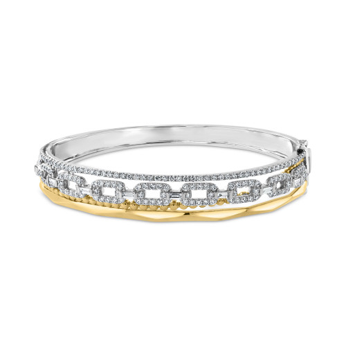 EFFY® Diamond Chain Link Bangle Bracelet (2-1/10 ct. t.w.) in 14k White and Yellow Gold