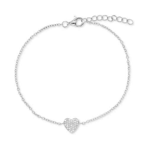 Cubic Zirconia Pavé Heart Cable Link Bracelet