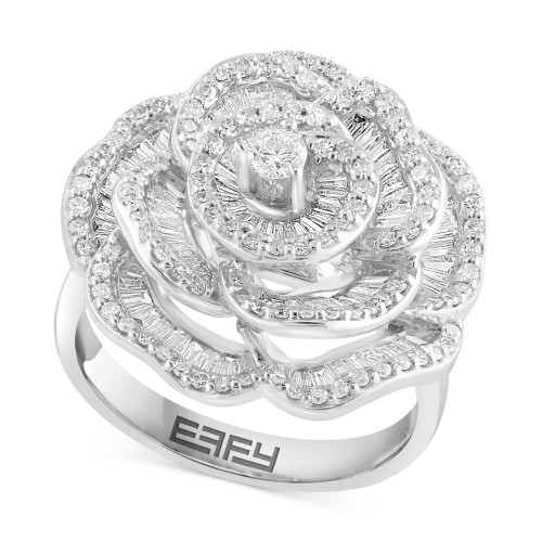 EFFY® Diamond Baguette & Round Rose Ring (1-1/3 ct. t.w.) in 14k White Gold
