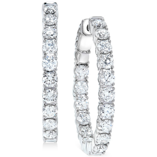 Diamond Small In & Out Hoop Earrings (5 ct. t.w.) in 14k White Gold, 1"