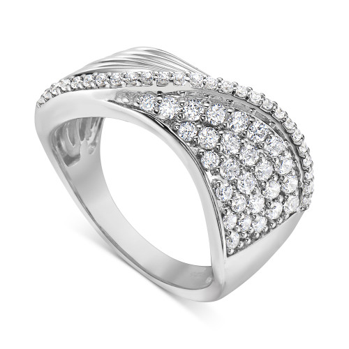 Diamond Swirl Statement Ring (3/4 ct. t.w.) in 10k White Gold