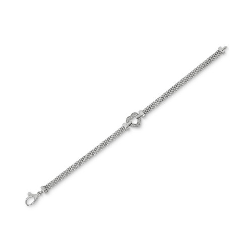 Diamond Heart Mesh Link Bracelet (1/8 ct. t.w.) in Sterling Silver