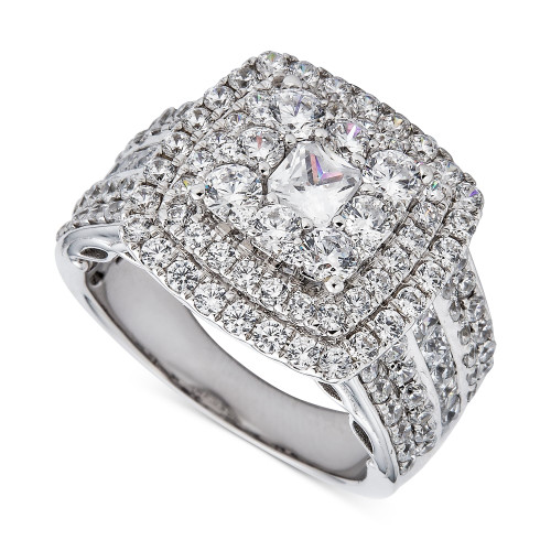 Diamond Cushion Cluster Ring (3 ct. t.w.) in 14k White Gold