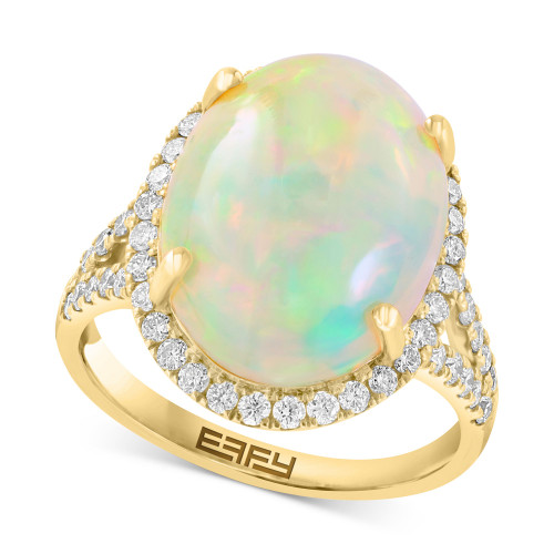 EFFY® Ethiopian Opal (5-1/3 ct. t.w.) & Diamond (5/8 ct. t.w.) Ring in 14k Yellow Gold