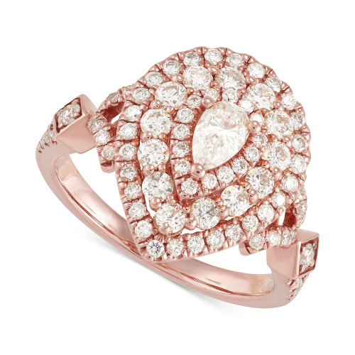 Diamond Pear Multi-Halo Engagement Ring (1-1/2 ct. t.w.) in 14k Rose Gold