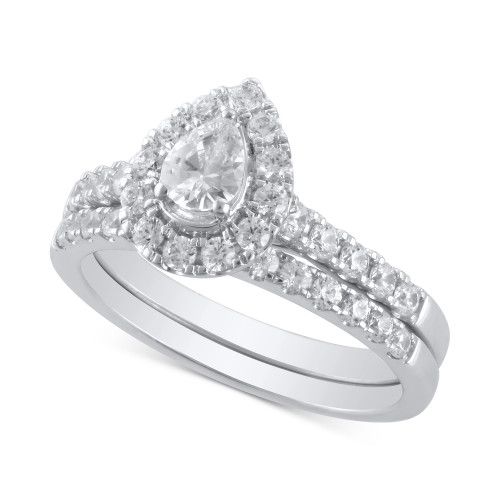 Diamond Pear-Cut Halo Bridal Set (1 ct. t.w.) in 14k White Gold