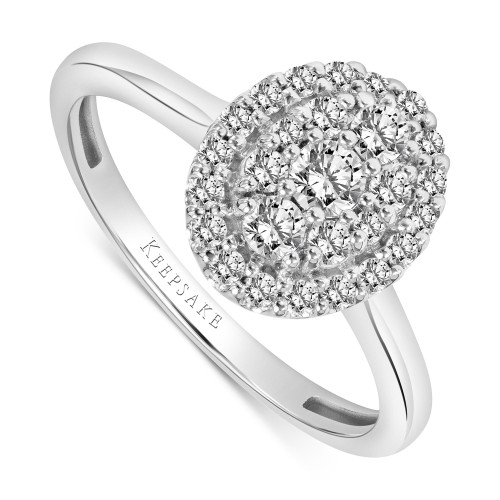 Diamond Oval Cluster Engagement Ring (1/2 ct. t.w.) in 14k White Gold