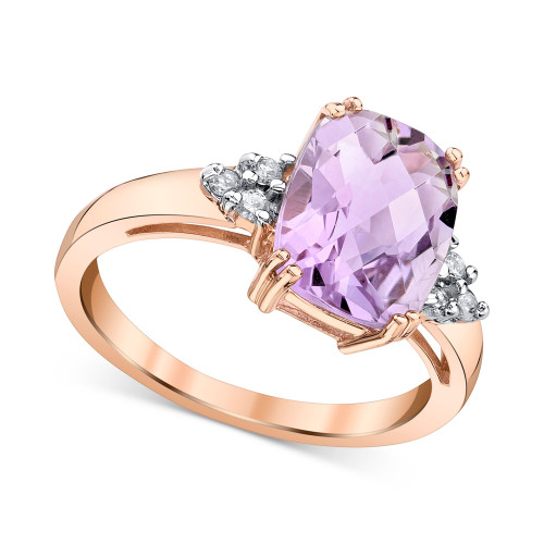 Pink Amethyst (2-7/8 ct. t.w.) & Diamond (1/10 ct. t.w.) Ring in 14k Rose Gold