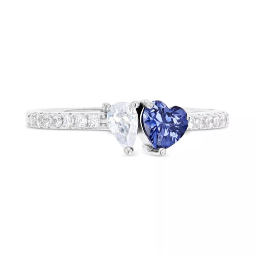Cubic Zirconia Heart & Pear Two-Stone Ring
