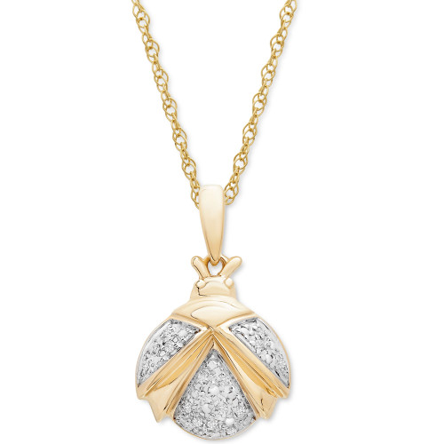 Diamond Ladybug 18" Pendant Necklace (1/20 ct. t.w.) in 10k Gold, Created for Macy's