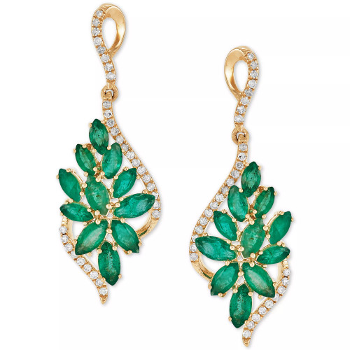 Ruby (3-1/5 ct. t.w.) & Diamond (1/4 ct. t.w.) Floral Cluster Drop Earrings in 14k White Gold (Also in Emerald & Saphire)