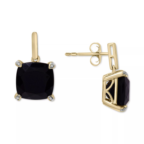 Onyx & Diamond Accent Drop Earrings in 14k Gold-Plated Sterling Silver