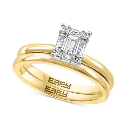 EFFY® Diamond Baguette Cluster Bridal Set (3/8 ct. t.w.) in 14k White Gold and 14k Gold & White Gold