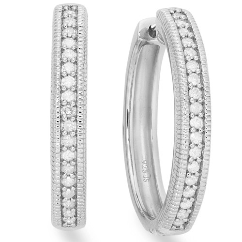 Diamond Hoop Earrings in Sterling Silver (1/4 ct. tw.)