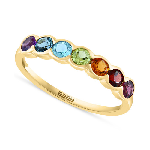 EFFY® Multi-Gemstone Scalloped Band (7/8 ct. t.w.) in 14k Gold-Plated Sterling Silver